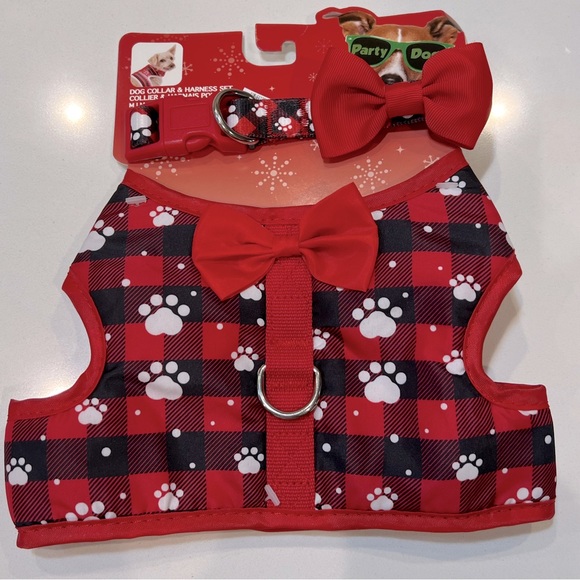 Dog Collar and Harness Set Christmas - Picture 1 of 4
